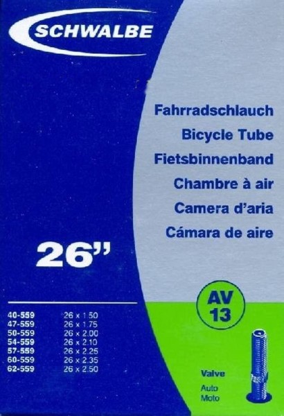 Dein Schwalbe Fahrradschlauch AV Nr.13 | 26x1.50-2.40 (40/62-559)
