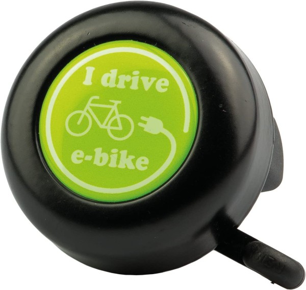 REICH Fahrradklingel "I drive e-bike", Ø55mm, schwarz/grün