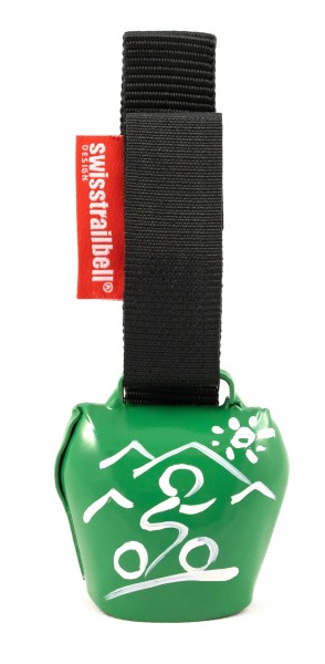 swisstrailbell® fresh color edition: green with white mountain biker, black band