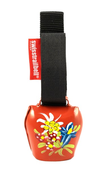 swisstrailbell® Edition red with alpine flowers, hand-painted, Trailbell, Bear Bell