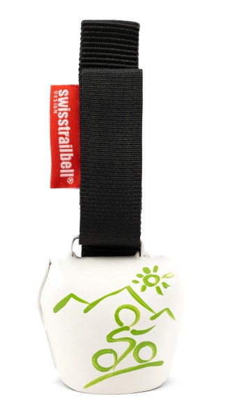 swisstrailbell® Edition weiß mit grünem Mountainbiker, Trailbell, Bear Bell